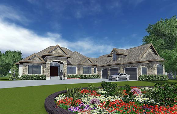 Bungalow House Plan 81163 with 3 Beds, 6 Baths, 3 Car Garage Elevation