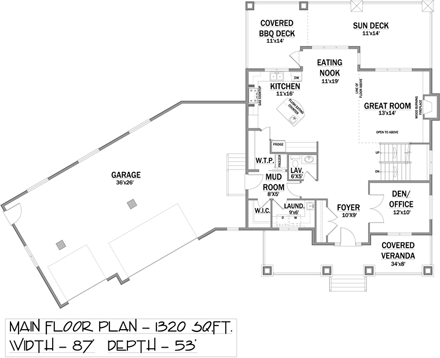 Traditional House Plan 81170 with 3 Beds, 3 Baths, 3 Car Garage First Level Plan