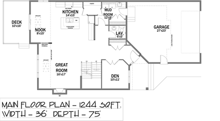 Traditional House Plan 81171 with 3 Beds, 3 Baths, 2 Car Garage First Level Plan