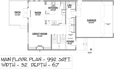 Traditional House Plan 81177 with 3 Beds, 3 Baths, 2 Car Garage First Level Plan