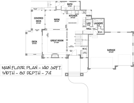 Traditional House Plan 81178 with 2 Beds, 4 Baths, 3 Car Garage First Level Plan