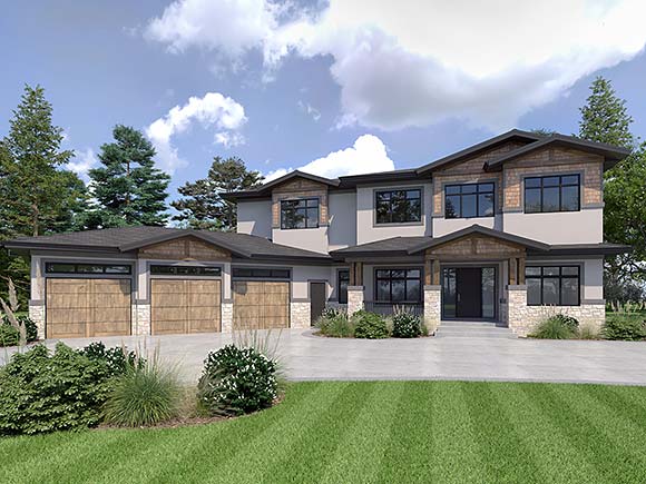 Contemporary, Craftsman, Traditional House Plan 81182 with 6 Beds, 5 Baths, 3 Car Garage Elevation