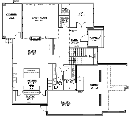 Contemporary, Modern House Plan 81184 with 3 Beds, 3 Baths, 3 Car Garage First Level Plan