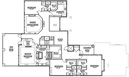 Modern, Southwest House Plan 81185 with 4 Beds, 6 Baths, 3 Car Garage Second Level Plan
