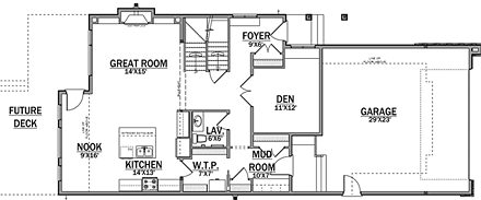 Contemporary, Modern House Plan 81186 with 3 Beds, 3 Baths, 2 Car Garage First Level Plan