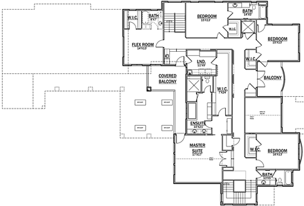 European, Tudor House Plan 81188 with 4 Beds, 6 Baths, 4 Car Garage Second Level Plan