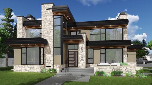 Contemporary, Modern House Plan 81189 with 3 Beds, 4 Baths, 4 Car Garage Elevation