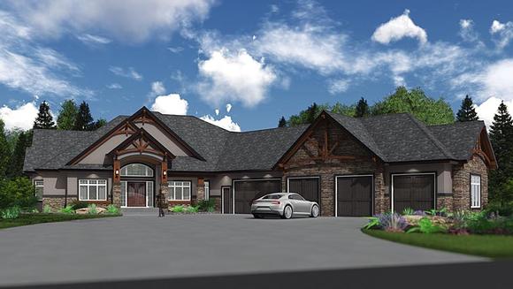 Craftsman, Traditional House Plan 81190 with 3 Beds, 3 Baths, 5 Car Garage Elevation