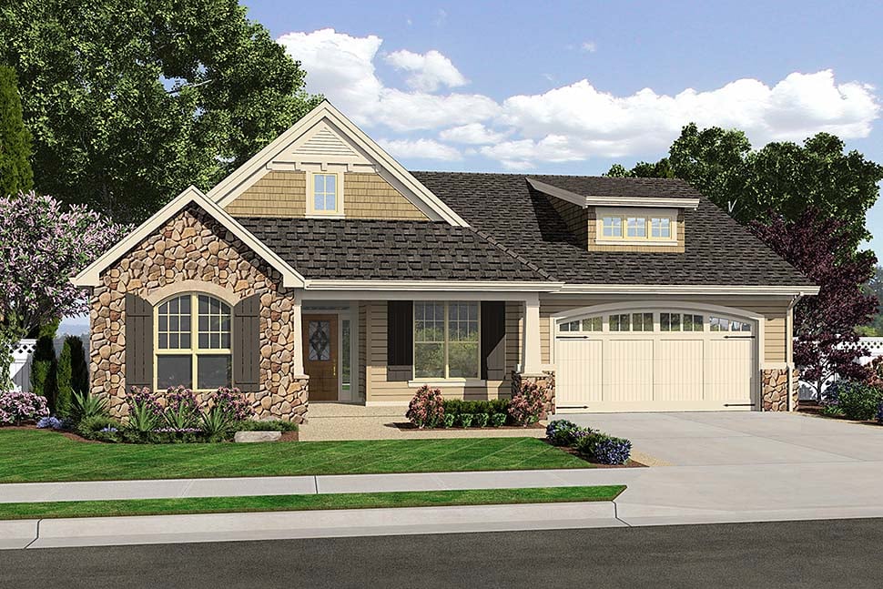 Cottage, Craftsman, French Country, Traditional House Plan 81202 with 3 Beds, 3 Baths, 2 Car Garage Elevation