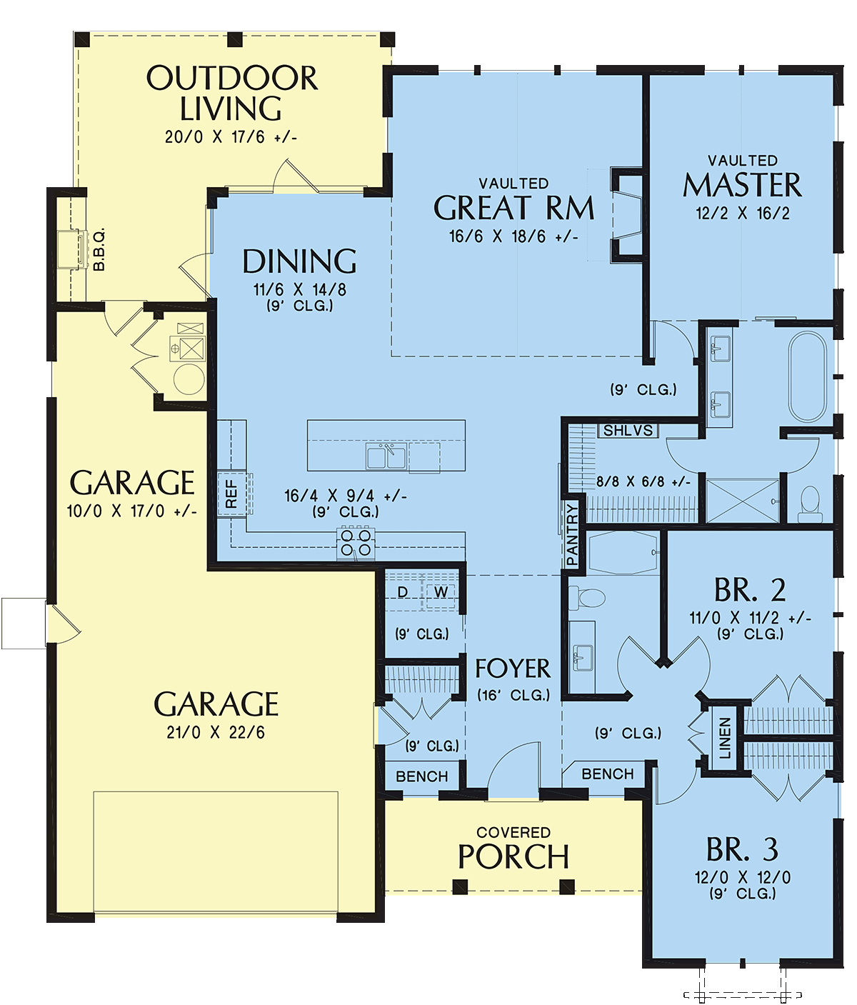 Craftsman, Farmhouse House Plan 81205 with 3 Beds, 2 Baths, 2 Car Garage Level One