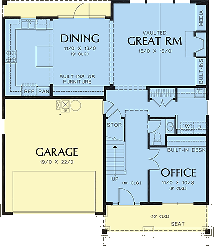 Bungalow, Craftsman House Plan 81211 with 3 Beds, 3 Baths, 2 Car Garage First Level Plan