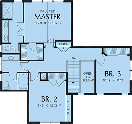 Bungalow, Craftsman House Plan 81211 with 3 Beds, 3 Baths, 2 Car Garage Second Level Plan