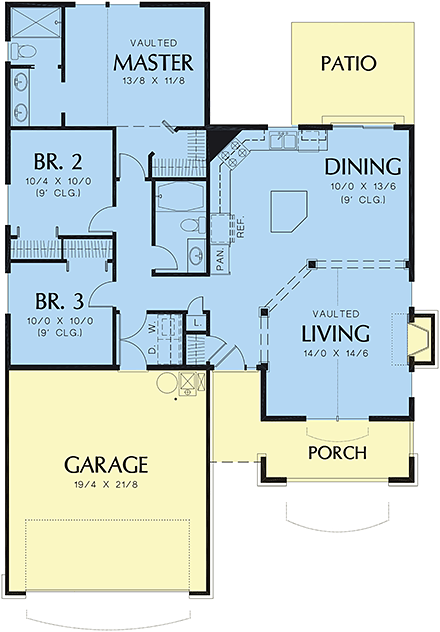 Cottage, Craftsman House Plan 81217 with 3 Beds, 3 Baths, 2 Car Garage First Level Plan