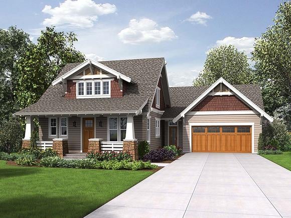 Bungalow, Craftsman, Traditional House Plan 81220 with 3 Beds, 3 Baths, 2 Car Garage Elevation