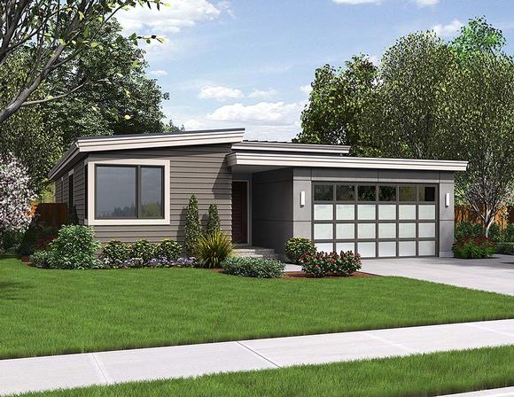 Contemporary, Ranch House Plan 81222 with 3 Beds, 2 Baths, 2 Car Garage Elevation