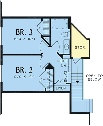 Bungalow, Craftsman House Plan 81225 with 3 Beds, 3 Baths, 3 Car Garage Second Level Plan