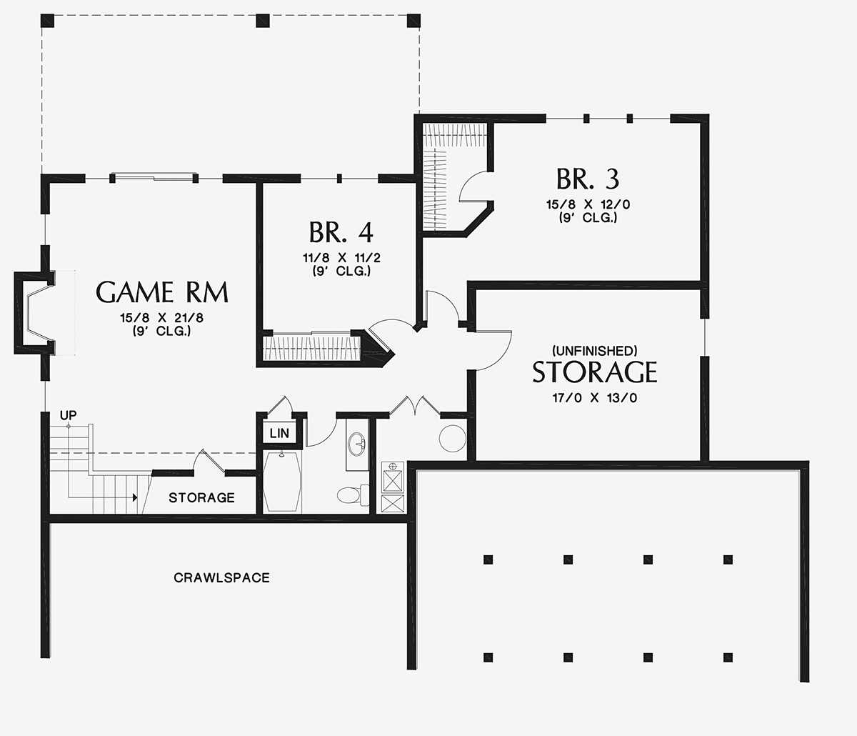 Craftsman, Ranch House Plan 81230 with 5 Beds, 3 Baths, 3 Car Garage Lower Level Plan