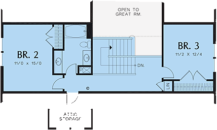 Bungalow, Craftsman House Plan 81232 with 3 Beds, 3 Baths, 2 Car Garage Second Level Plan