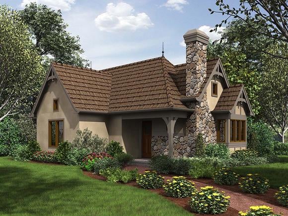 Cottage, French Country, Tudor House Plan 81234 with 2 Beds, 1 Baths Elevation