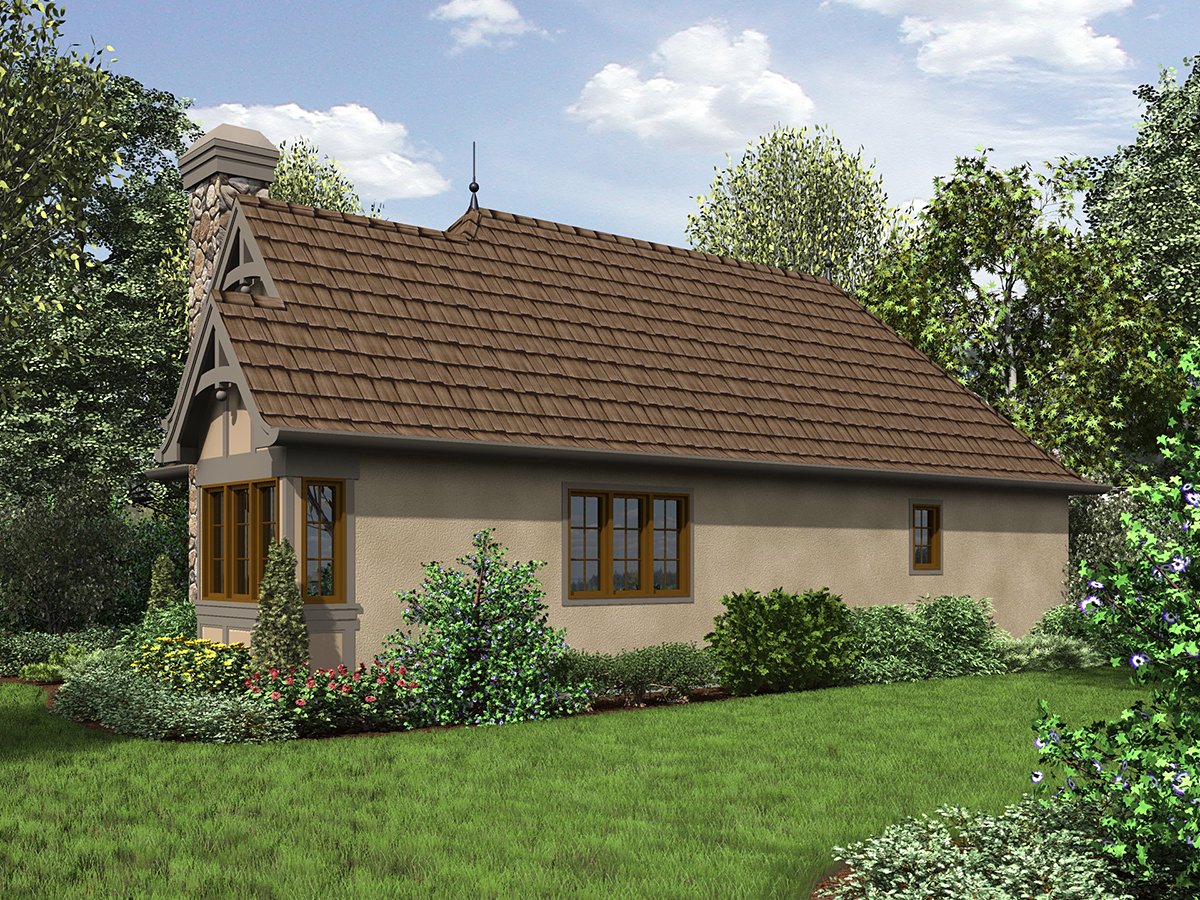 Cottage, French Country, Tudor House Plan 81234 with 2 Beds, 1 Baths Rear Elevation