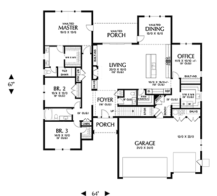 Country, Farmhouse, Southern House Plan 81245 with 3 Beds, 3 Baths, 3 Car Garage First Level Plan