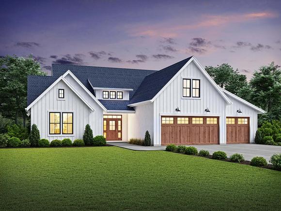 Country, Farmhouse, Southern House Plan 81245 with 3 Beds, 3 Baths, 3 Car Garage Elevation