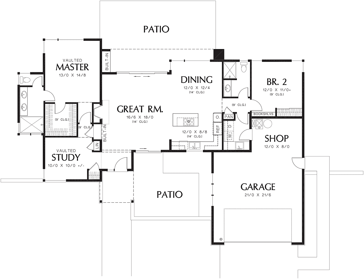 Modern House Plan 81250 with 2 Beds, 2 Baths, 2 Car Garage Level One
