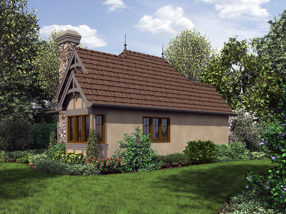 Cottage, Craftsman, One-Story, Tuscan House Plan 81251 with 1 Beds, 1 Baths Rear Elevation