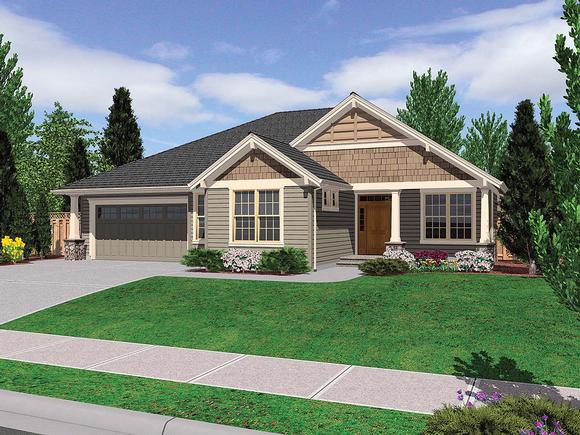 Craftsman, One-Story, Ranch House Plan 81252 with 3 Beds, 2 Baths, 3 Car Garage Elevation