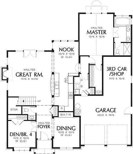 Craftsman, European, French Country, Traditional House Plan 81255 with 4 Beds, 3 Baths, 3 Car Garage First Level Plan