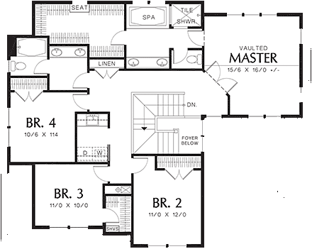 Craftsman, Traditional House Plan 81256 with 4 Beds, 3 Baths, 2 Car Garage Second Level Plan