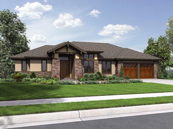 Contemporary, Craftsman, Tuscan House Plan 81262 with 3 Beds, 4 Baths, 2 Car Garage Elevation