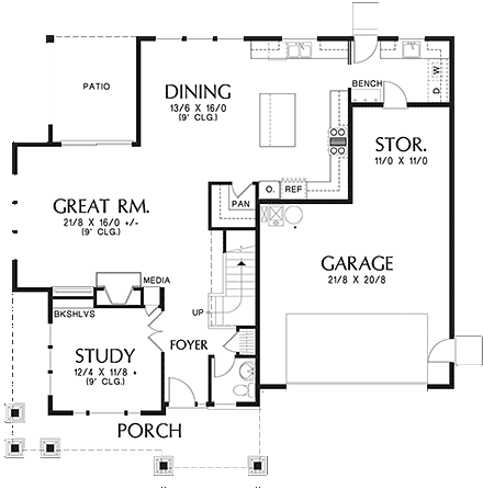 Craftsman House Plan 81265 with 3 Beds, 3 Baths, 2 Car Garage First Level Plan