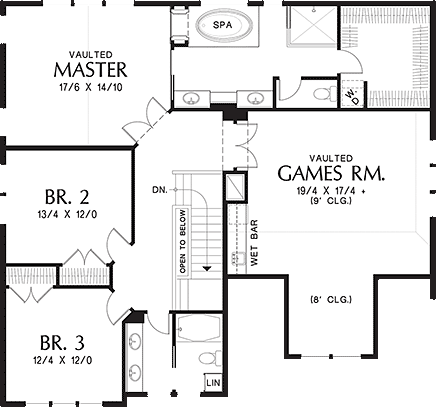 Craftsman House Plan 81265 with 3 Beds, 3 Baths, 2 Car Garage Second Level Plan