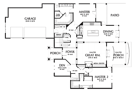 Craftsman, Traditional House Plan 81267 with 4 Beds, 4 Baths, 3 Car Garage First Level Plan