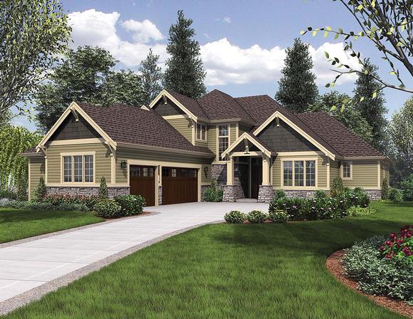 Craftsman, Traditional House Plan 81267 with 4 Beds, 4 Baths, 3 Car Garage Elevation