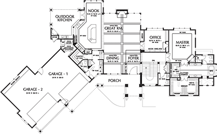 Craftsman, Tuscan House Plan 81271 with 4 Beds, 5 Baths, 4 Car Garage First Level Plan