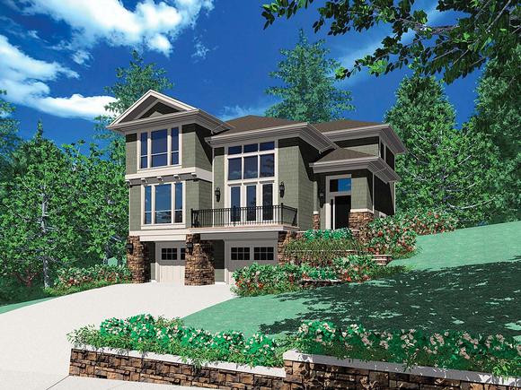 Coastal, Contemporary House Plan 81274 with 3 Beds, 3 Baths, 2 Car Garage Elevation