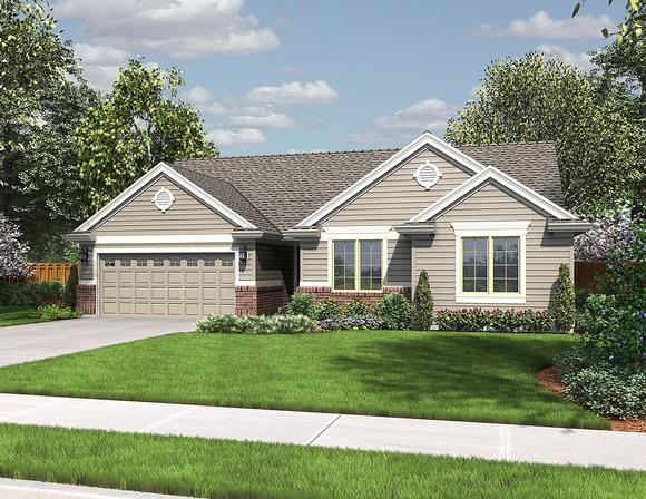 Ranch House Plan 81276 with 3 Beds, 2 Baths, 2 Car Garage Elevation