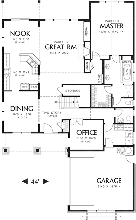 Craftsman House Plan 81277 with 3 Beds, 3 Baths, 2 Car Garage First Level Plan