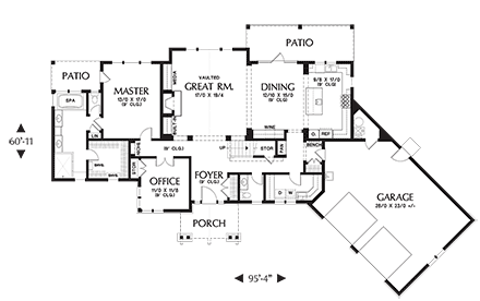Bungalow, Craftsman, Tuscan House Plan 81278 with 3 Beds, 3 Baths, 2 Car Garage First Level Plan