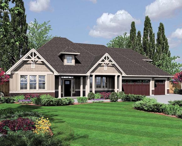 Bungalow, Craftsman, Ranch House Plan 81280 with 3 Beds, 3 Baths, 3 Car Garage Elevation