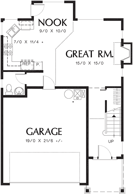 Bungalow, Craftsman House Plan 81281 with 3 Beds, 3 Baths, 2 Car Garage First Level Plan