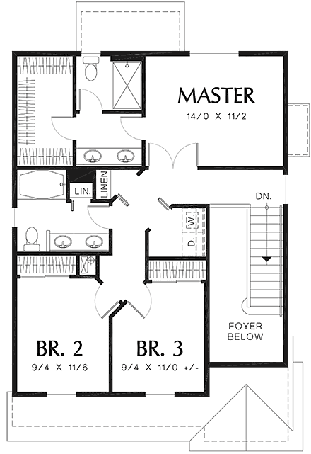 Bungalow, Craftsman House Plan 81281 with 3 Beds, 3 Baths, 2 Car Garage Second Level Plan