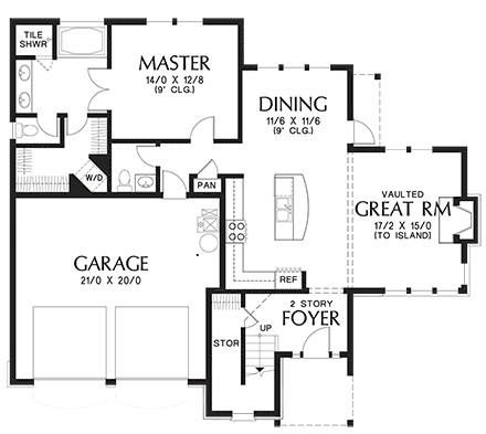 European House Plan 81282 with 4 Beds, 3 Baths, 2 Car Garage First Level Plan