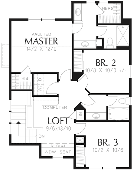 Bungalow, Cottage, Craftsman House Plan 81286 with 3 Beds, 3 Baths, 2 Car Garage Second Level Plan
