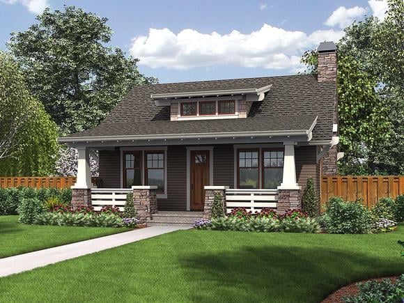 Bungalow, Cottage, Craftsman, Narrow Lot House Plan 81289 with 1 Beds, 1 Baths Elevation
