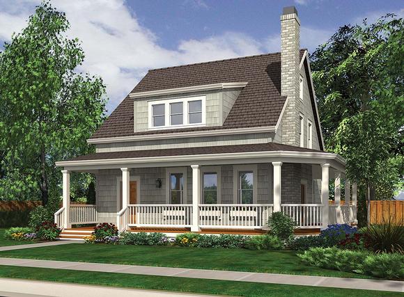 Cabin, Cottage, Country, Narrow Lot House Plan 81290 with 3 Beds, 3 Baths Elevation