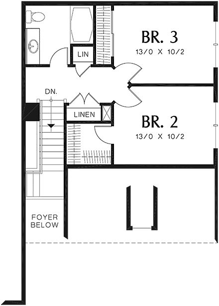 Cottage, Narrow Lot, Tudor House Plan 81291 with 3 Beds, 3 Baths, 2 Car Garage Second Level Plan