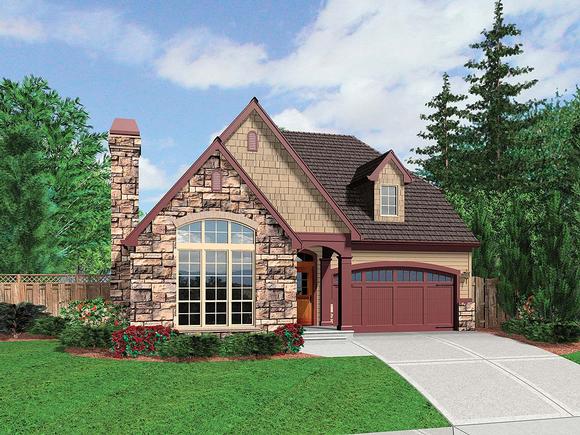 Cottage, Narrow Lot, Tudor House Plan 81291 with 3 Beds, 3 Baths, 2 Car Garage Elevation